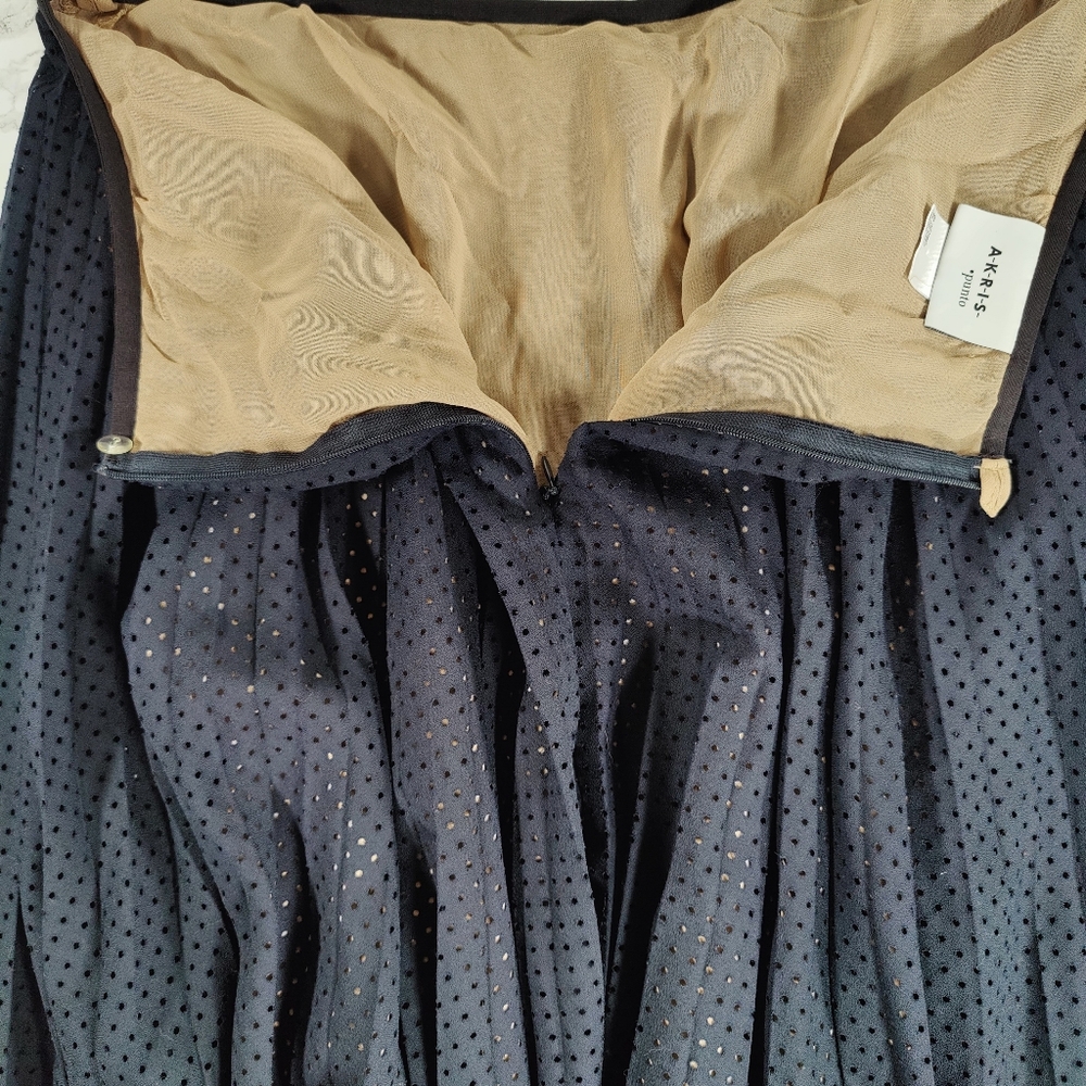 Akris Punto Navy A Line Accordion Pleat Skirt Size 12 - Picture 3 of 8